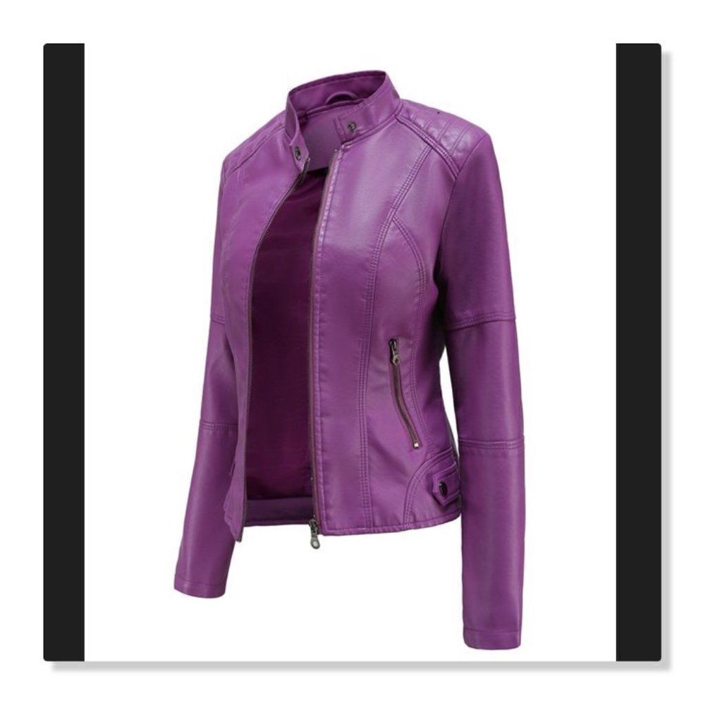 NEW! LoveU.DEAR Faux Leather Moto Jacket - size 2X in Purple